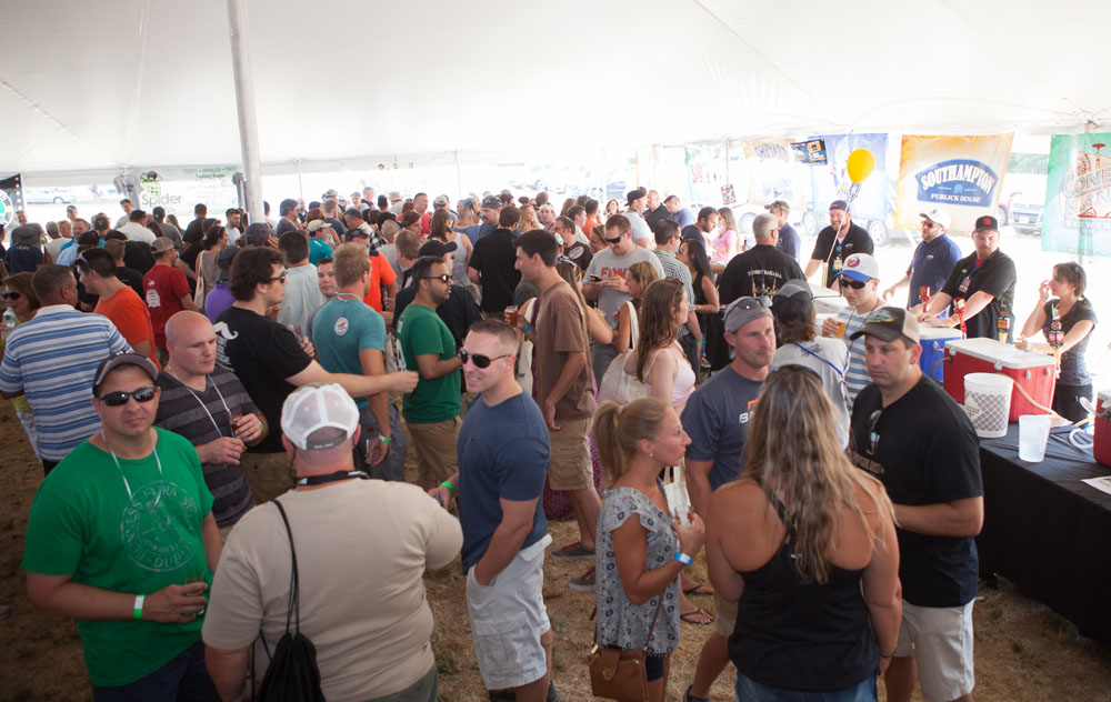 The crowd under the tent.