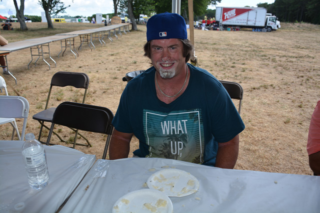 Patrick Taylor of Levittown won the mashed potato eating contest for adults (Credit: Monique Singh-Roy)