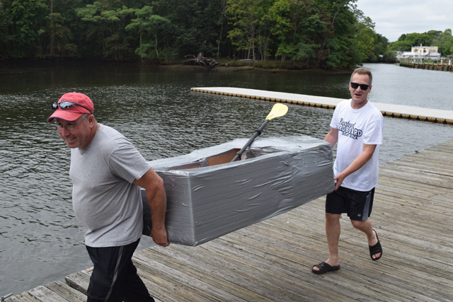 Riverhead Town Supervisor Sean Walter leaves the river after losing the supervisor's race.