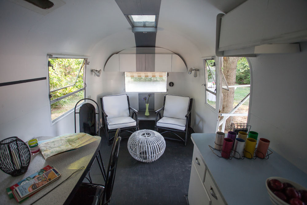The Airstream interior, decorated by Joann Brancato of Openspace in Greenport. (Credit: Katharine Schroeder)