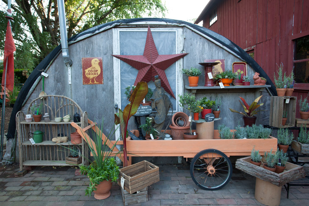 An outdoor garden decorations by Peconic River Herb Farm. (Credit: Katharine Schroeder)