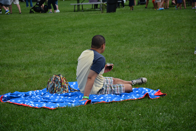 Adults enjoyed wine with their picnics