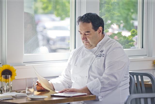 Pellegrini in the ding room of Caci North Fork. (Credit: Randee Daddona)
