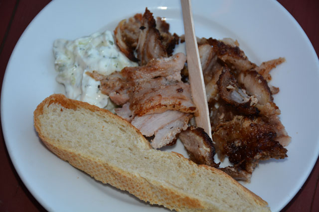 Grilled pork with yogurt tzatziki sauce (Credit: Monique Singh-Roy)