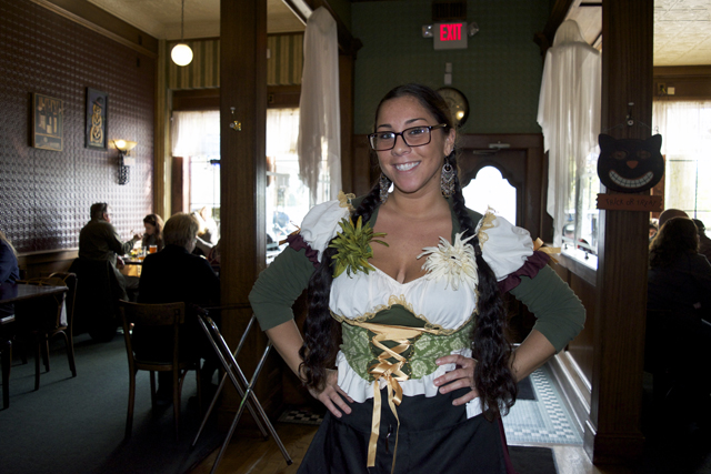 Digger's waitress Jessica Daniels of East Moriches came dressed for the event.