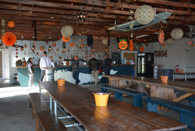 Greenport Harbor Brewing Company's Peconic tasting room is Halloween ready (Credit: Monique Singh-Roy)