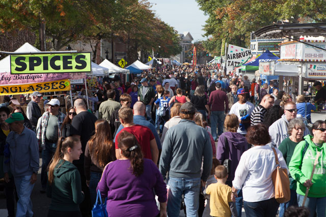 Crowds along Main Street.