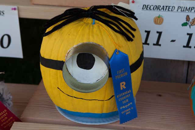 A prize-winning decorated pumpkin.