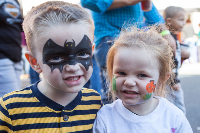 Kristopher, 3, and Leah, 2 show off their face paint.