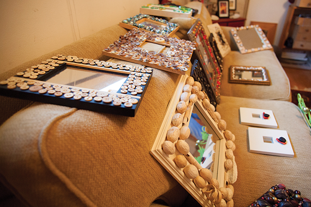 Embellished mirrors made by Catherine of Laurel. (Credit: Chris Lisinski)