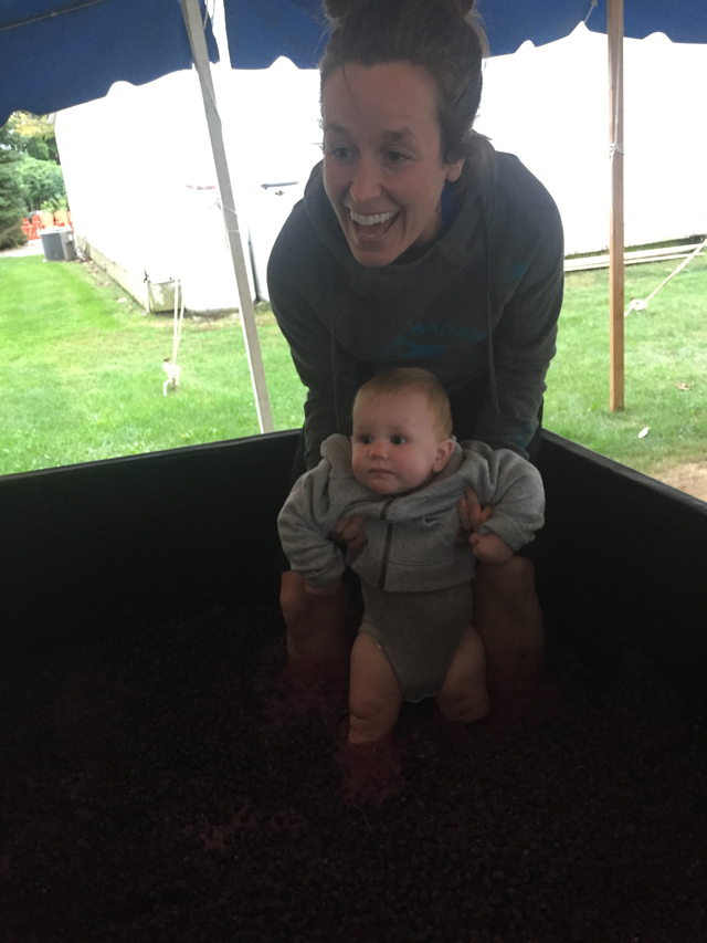 Carey and Sawyer Meador stomping a batch of grapes. (Credit: Regan Meador, courtesy)