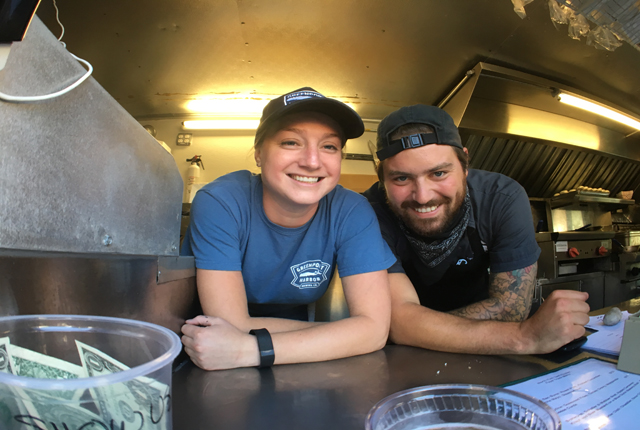 Chef Brian Russell with wife Katie Adee, who assists in the truck.