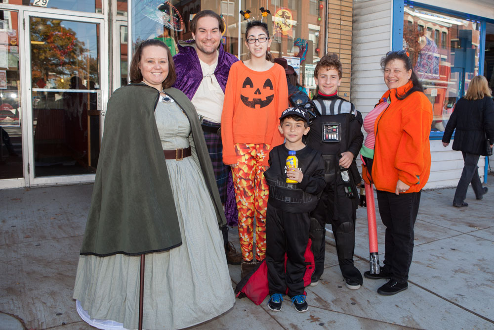 A group of volunteers roam the streets.