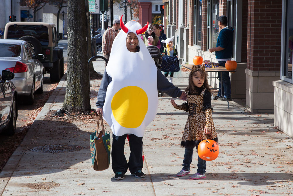 Trick or treaters on Main Street.
