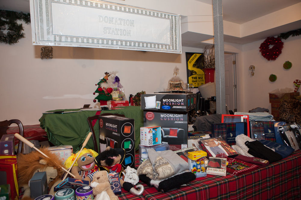 The "Donation Station" with some of the many toys the Goodales donate to needy families.