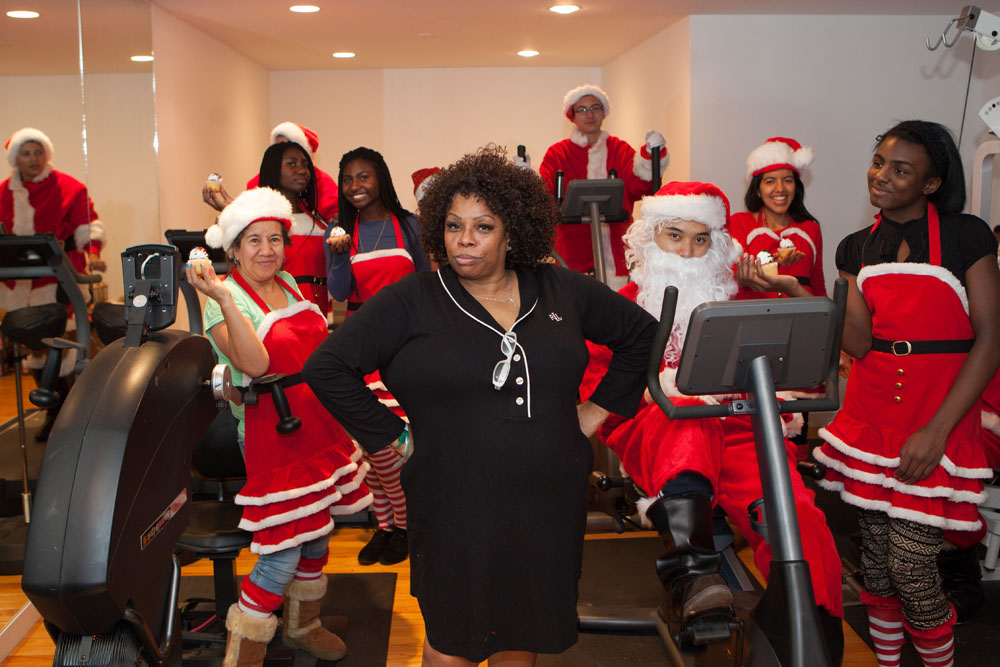 Dhonna with Santa's helpers.