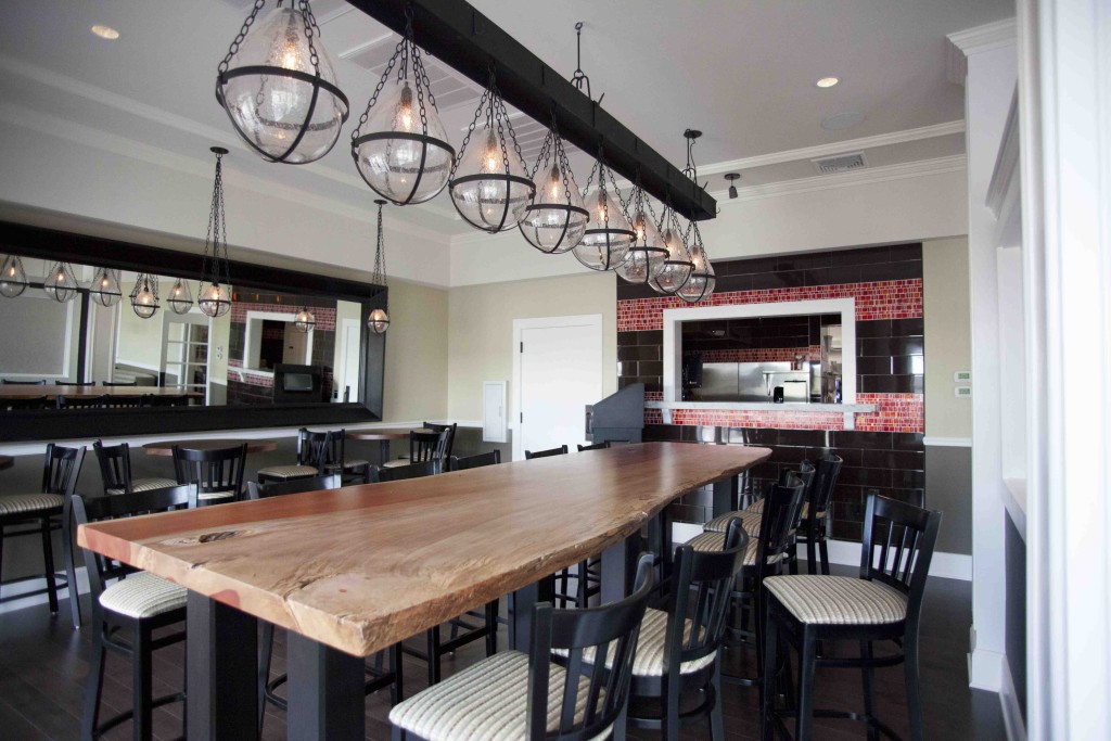 The 12-foot-long communal tapas table at Pure North Fork. (Credit: Chris Lisinski)