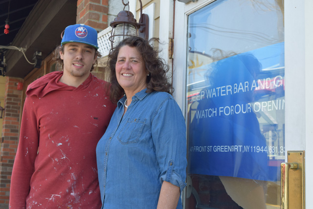 Beth Pike, pictured here with son Matt Ianno, will soon open Deep Water Bar and Grille in Greenport. (Credit: Vera Chinese)