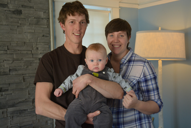 Thomas and Brianne Hart, with their son Thomas, 6 months. (Credit: Monique Singh-Roy)
