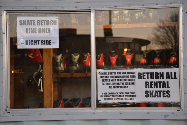 Don't worry, there are plenty of ice skates available for rental.