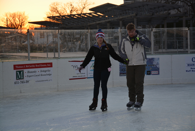 Sarah Perkins, of Mattituck, skated with boyfriend and ice rink employee Kevin Izzo of Cutchogue