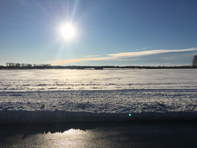 A snowy field on Laurel Lane in Laurel.