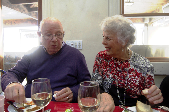 Robert and Genney Yeomans of Jamesport enjoy a Valentine's Day meal at Diliberto Winery. (Credit: Vera Chinese)