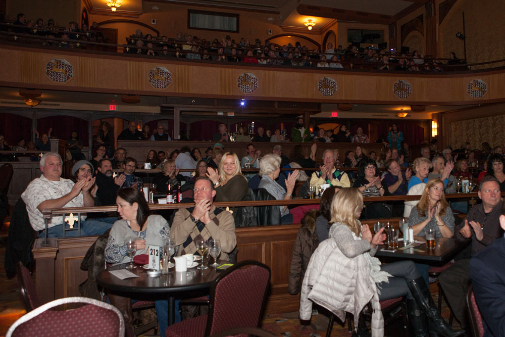 The crowd at the Suffolk Theater.