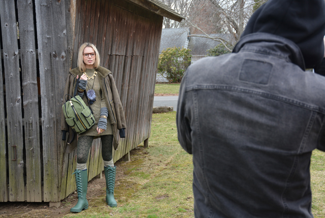 Model Ulla Reiss strikes a pose outside the Overton Corncrib.