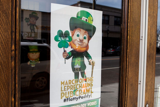 One of the many Flatty Paddy posters hanging on Main Street.