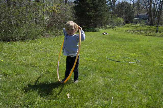Noha Nassef, 2, of Southold attempts to hula hoop.