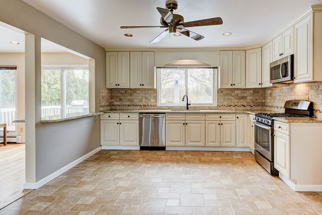 The kitchen of the home located at 300 Green Hill Lane. The property is listed for $649,000. (Credit: Daniel Gale Sotheby's International Realty)