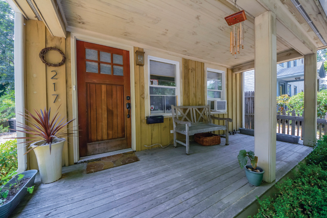 The front porch of 217 Center Street. The home is listed for $549,000. (Credit: Douglas Elliman Real Estate)