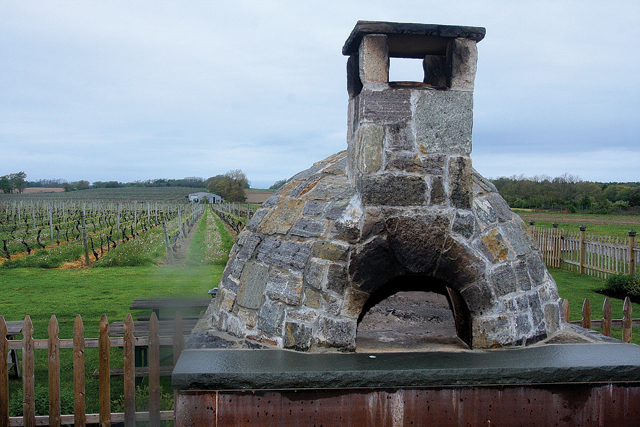 The new wood-burning pizza oven next to the patio at Palmer's tasting room. (Credit: Barbaraellen Koch)