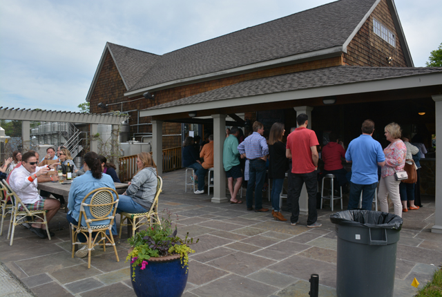 80 party guests celebrated with Jamesport Vineyards wines and hors d'oeuvres.