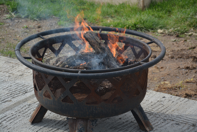 The vineyard's vines burned in several chimineas on the patio.