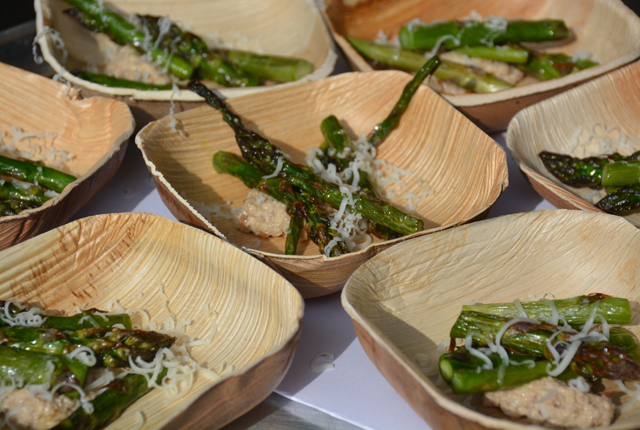 Guests enjoyed vine charred asparagus with walnut crema and pecorino cheese.