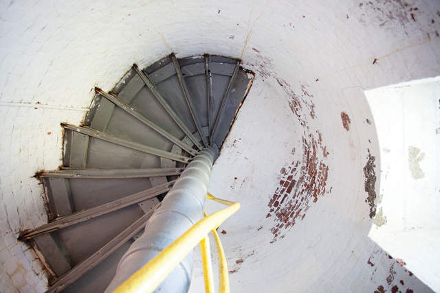 A view of the staircase inside the lighthouse. (Credit: Katharine Schroeder)