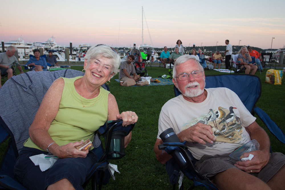 Mickey and Paul Clancey of Southold enjoy a snack before the show.