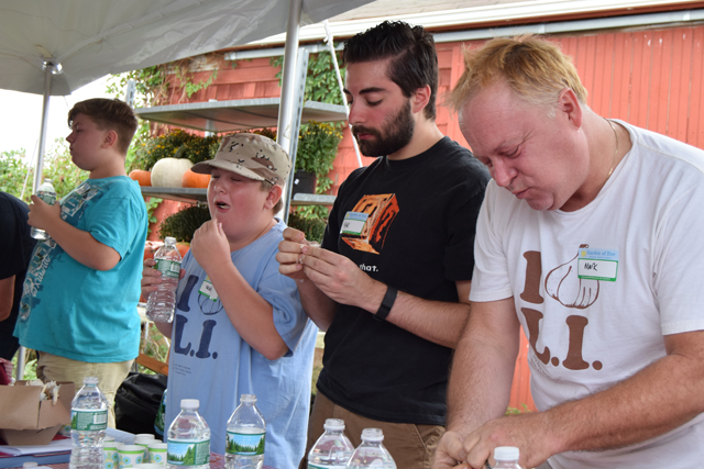 The contestants in the garlic eating compeititon.