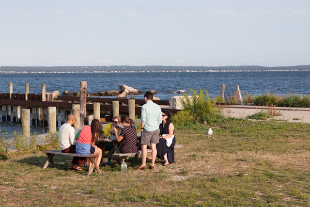 A group of friends enjoy a perfect evening.