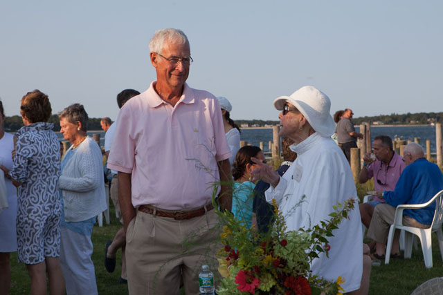 Tom Wickham of Cutchogue chats with volunteer Lucille Field of New Suffolk.