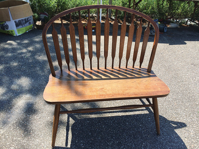This bench arrived via truck and was snapped up right away.