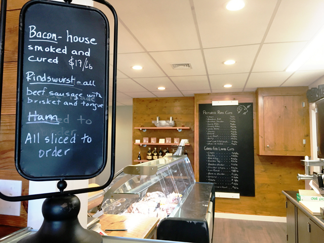 The new butcher case at the 8 Hands Farm store in Cutchogue. (Credit: Vera Chinese)