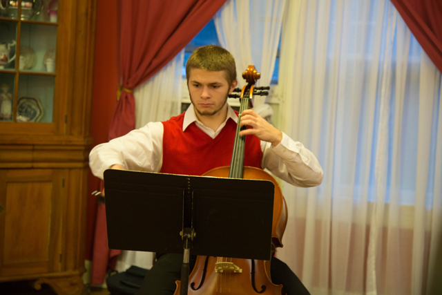 Aiden Walker of Southold played the cello during the house tour.