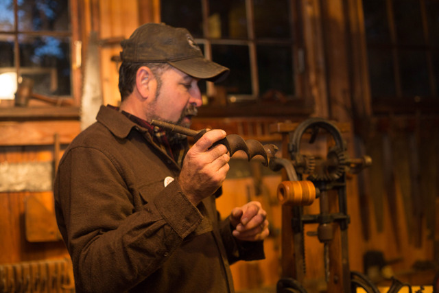 Doug Macarthur of Southold demonstrated old tools in the wood shop
