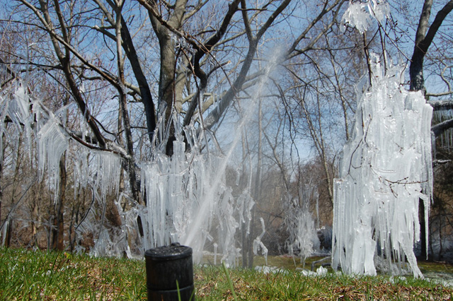 Perhaps April is too early to start watering the lawn. (Credit: Nicole Smith)